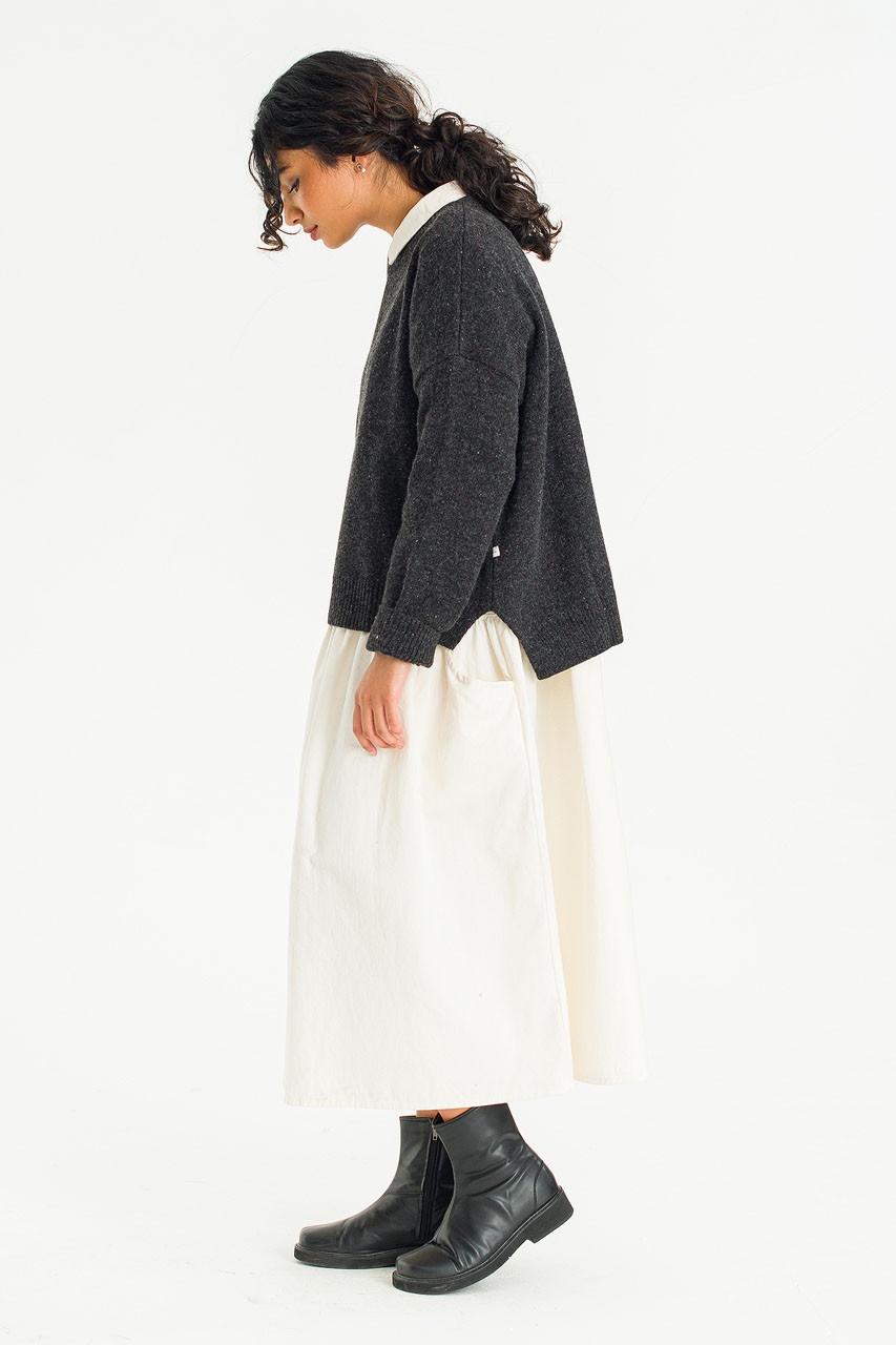 Boucle Round Neck Jumper, Charcoal