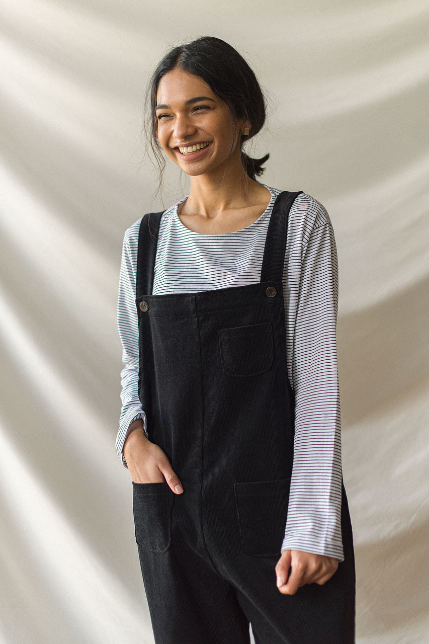 Pocket Point Corduroy Dungarees, Black