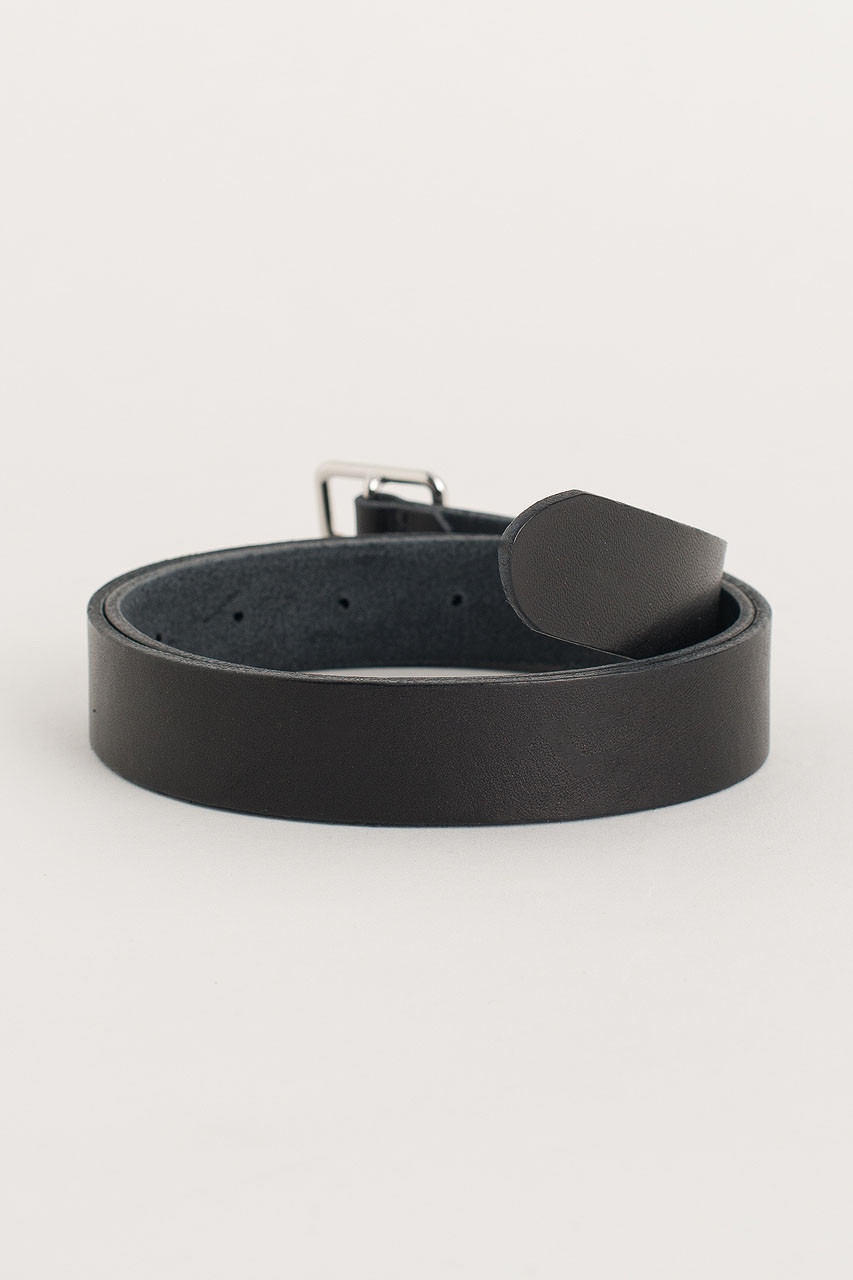 Square Leather Belt, Black