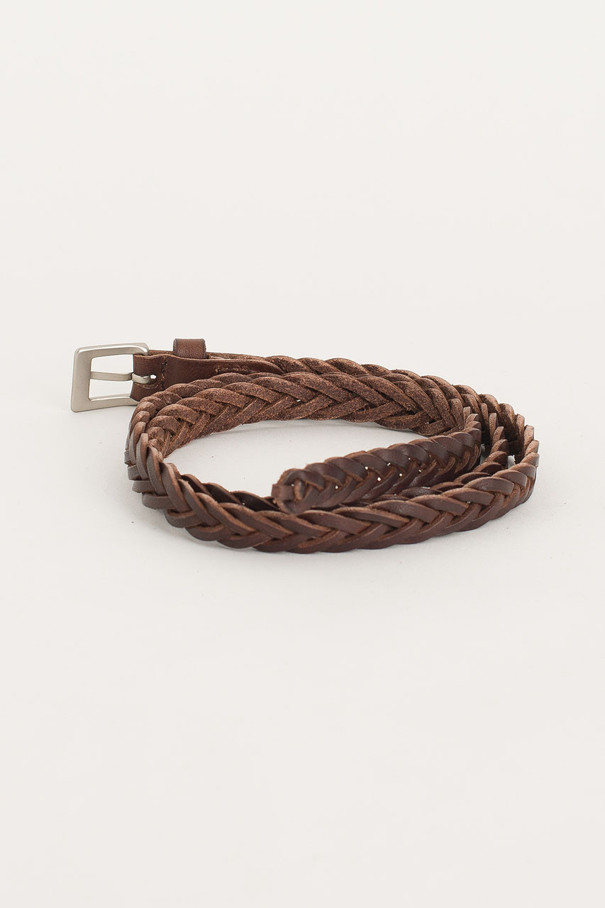 Cable Skinny Belt, Brown