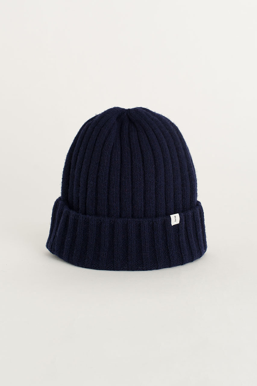 Ribbed Wool Benie, Navy
