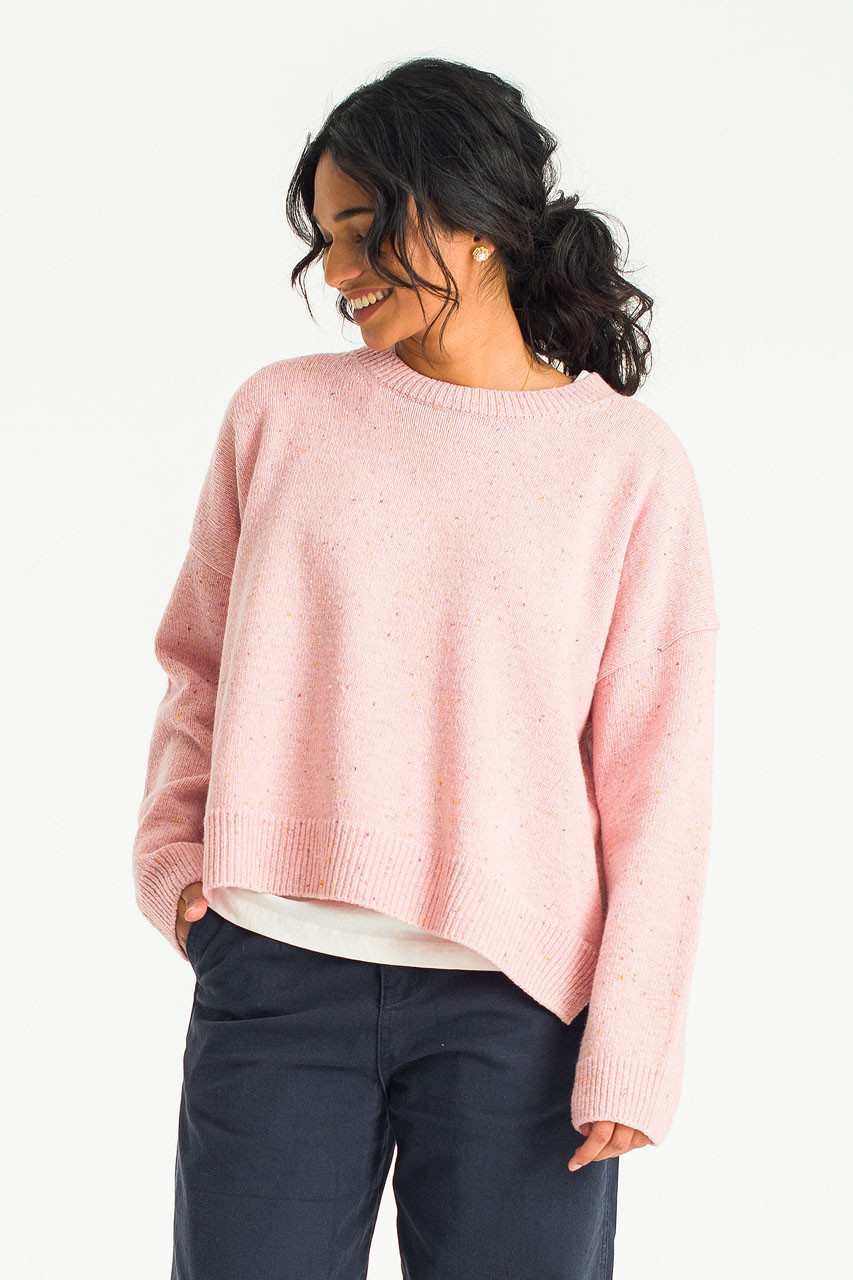 Boucle Round Neck Jumper, Azalea
