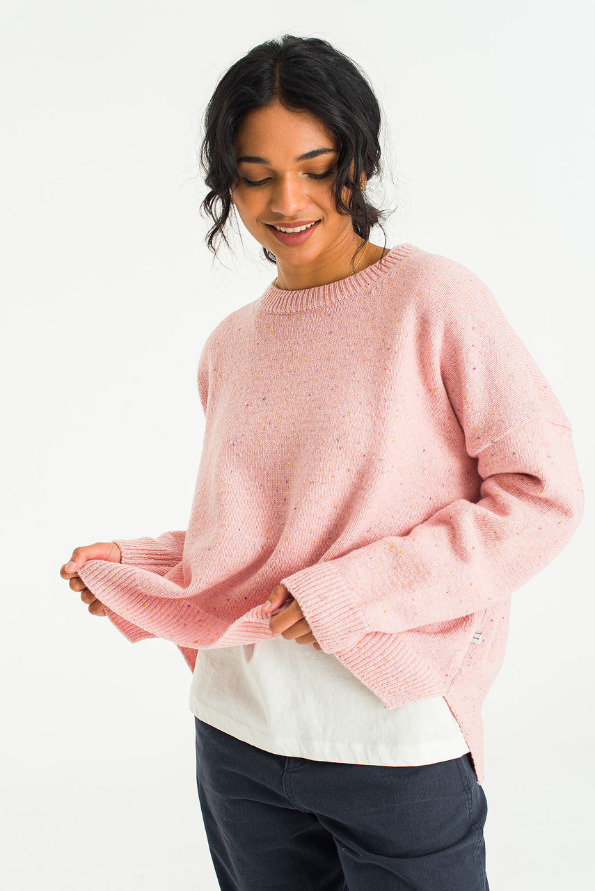Boucle Round Neck Jumper, Azalea