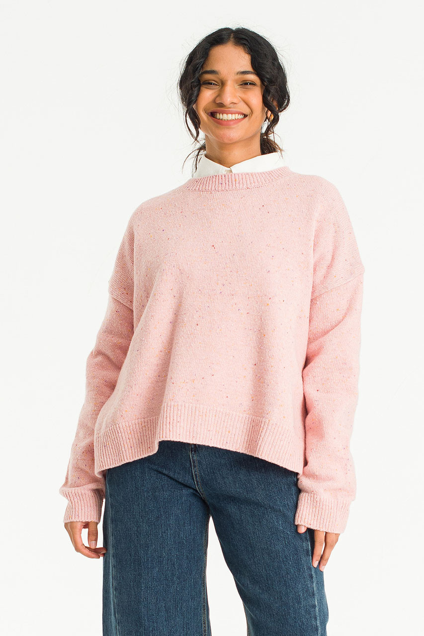 Boucle Round Neck Jumper, Azalea