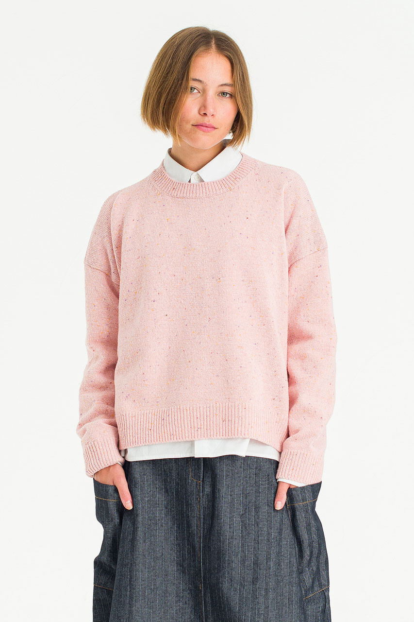 Boucle Round Neck Jumper, Azalea
