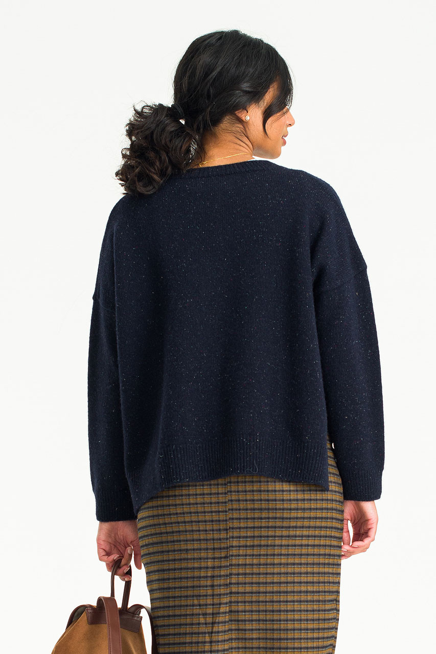Boucle Round Neck Jumper, Midnight Navy