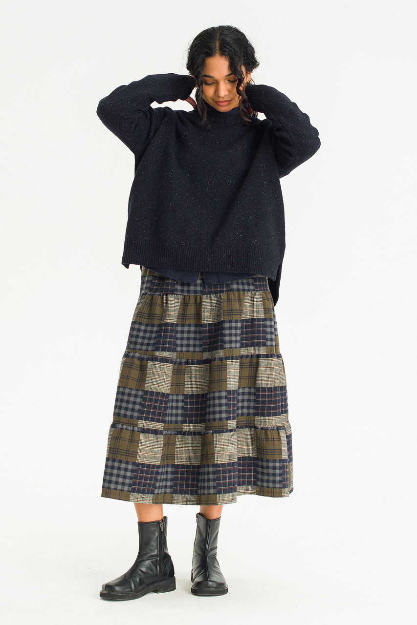 Boucle Round Neck Jumper, Midnight Navy