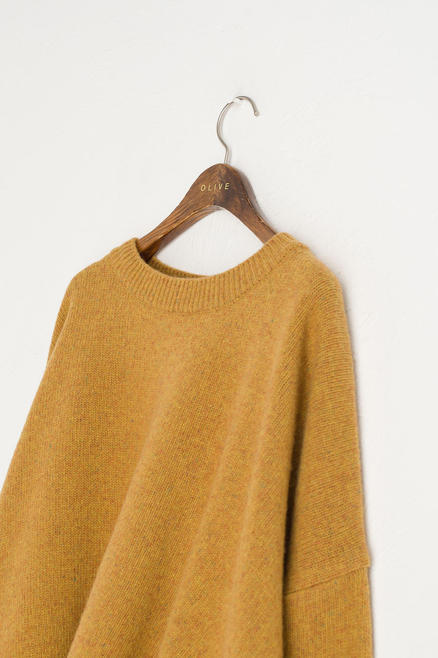 Boucle Round Neck Jumper, Mustard