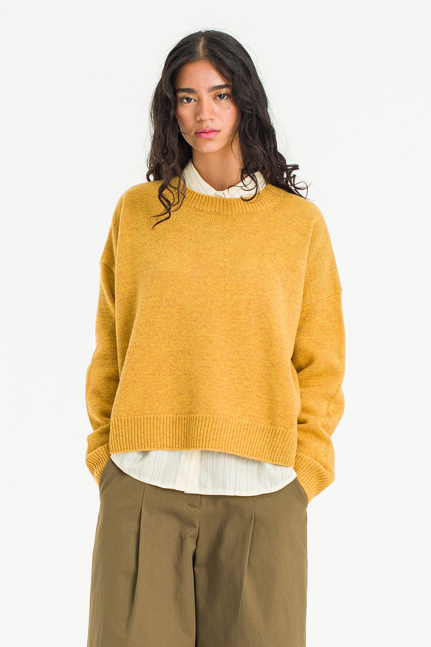 Boucle Round Neck Jumper, Mustard