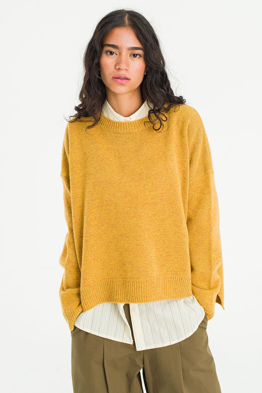 Boucle Round Neck Jumper, Mustard