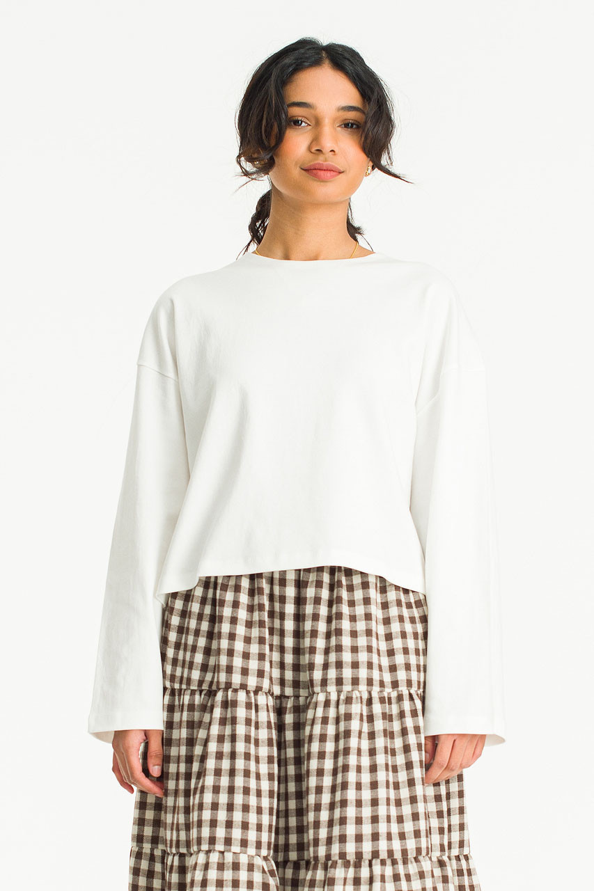 Cropped Cotton Tee, White