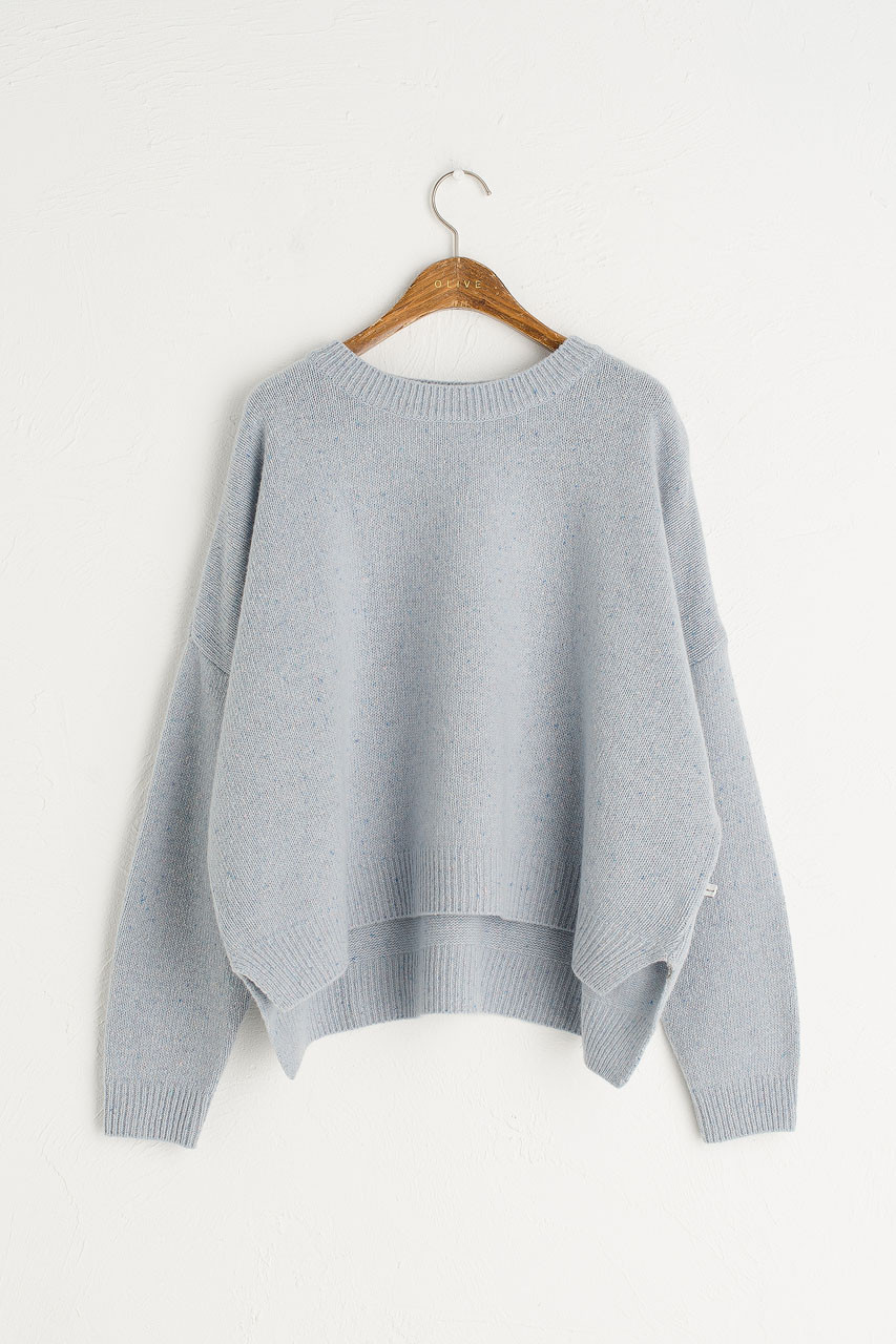 Boucle Round Neck Jumper, Light Blue