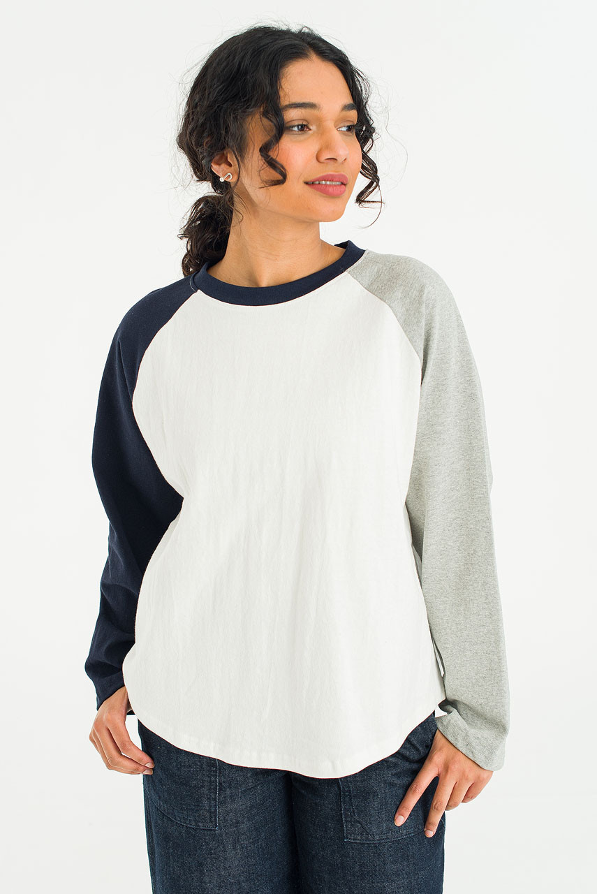 soor ploom／essential Raglan Mock Tee 2y Colour Mix Raglan Tee, Ivory