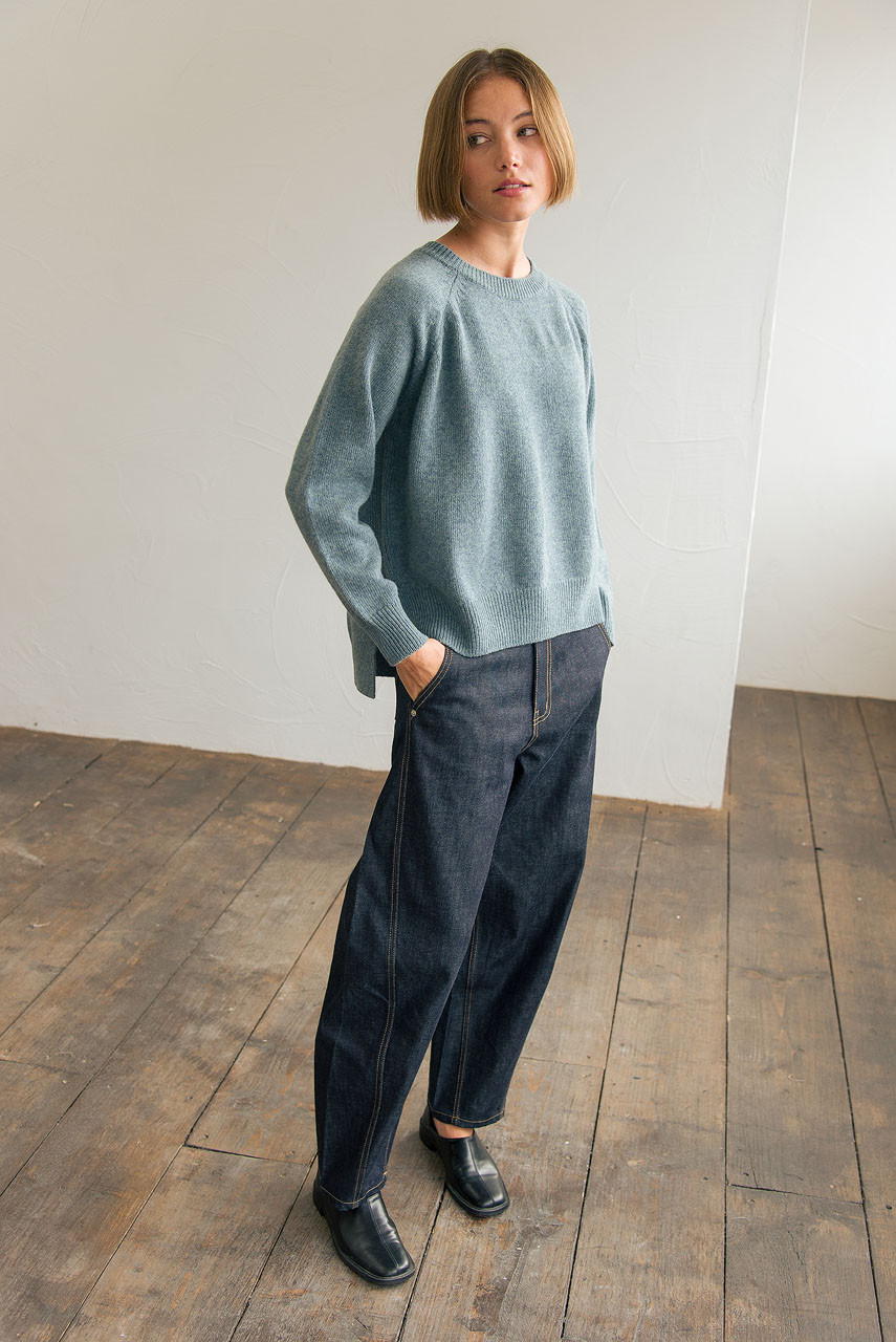 Unbalanced Crew Neck Knit, Topaz