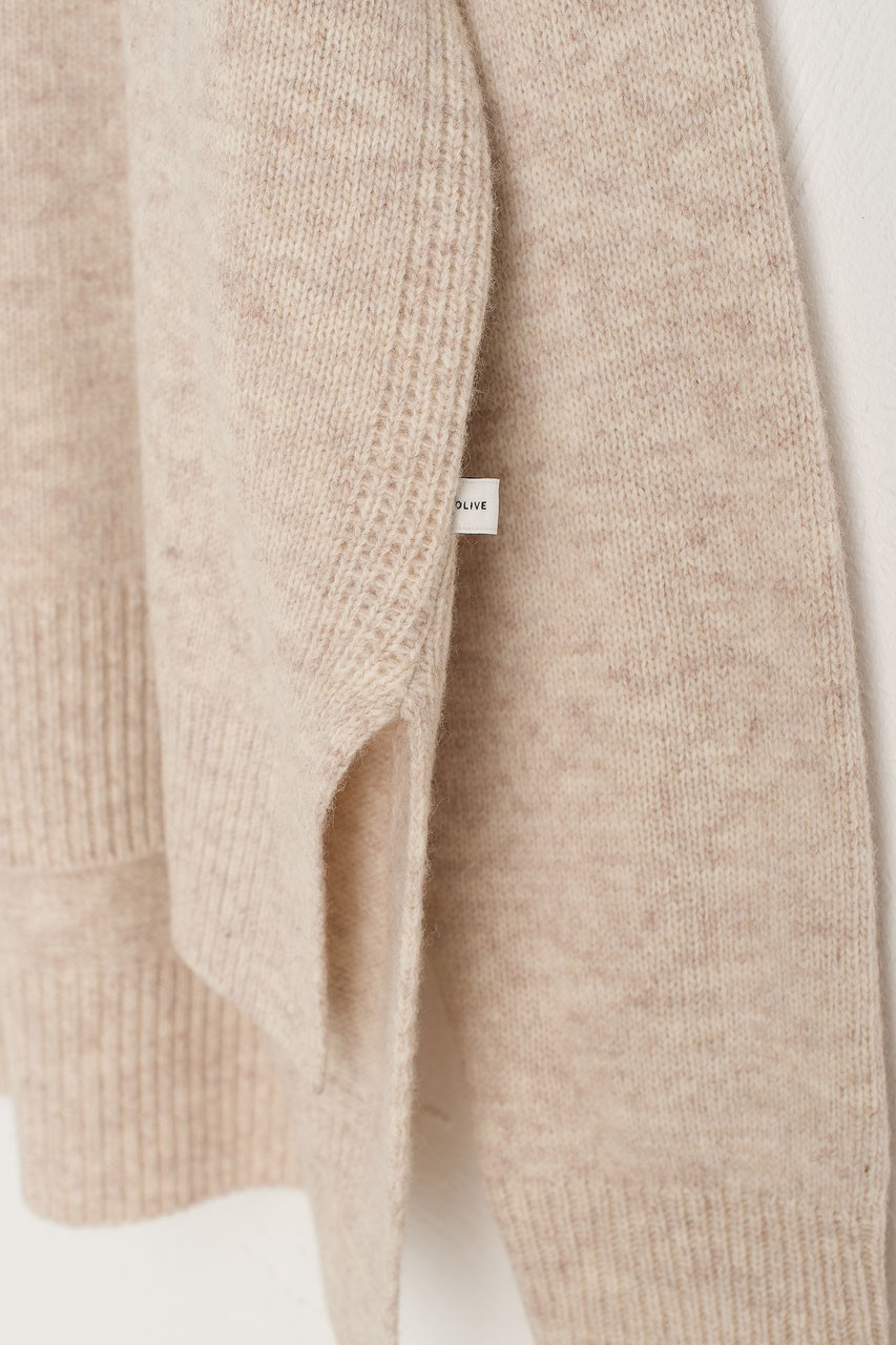 Unbalanced Crew Neck Knit, Oatmeal