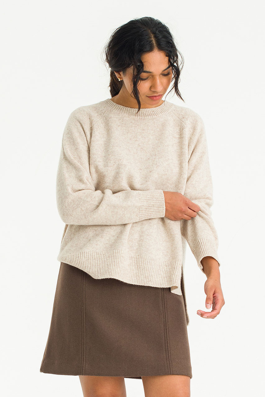 Unbalanced Crew Neck Knit, Oatmeal