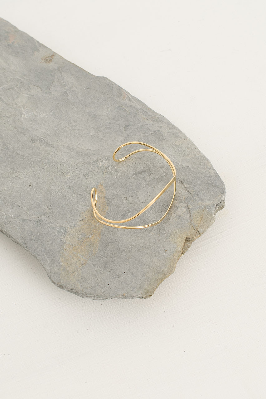 Double Wave Bracelet, Gold Plated