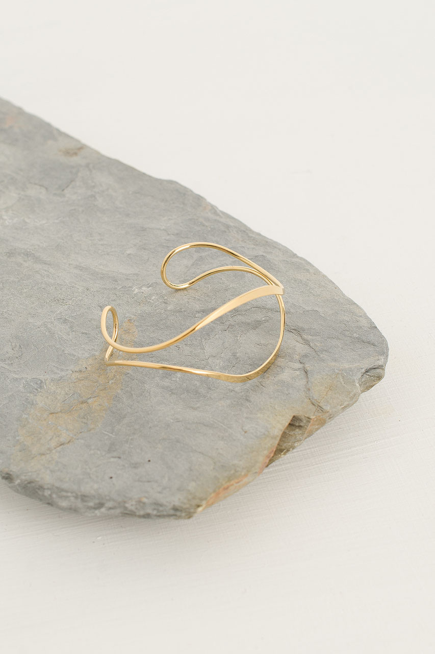 Double Wave Bracelet, Gold Plated