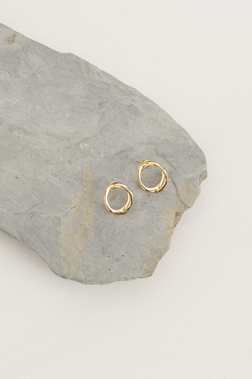 Double Circle Studs, 18K Gold Plated
