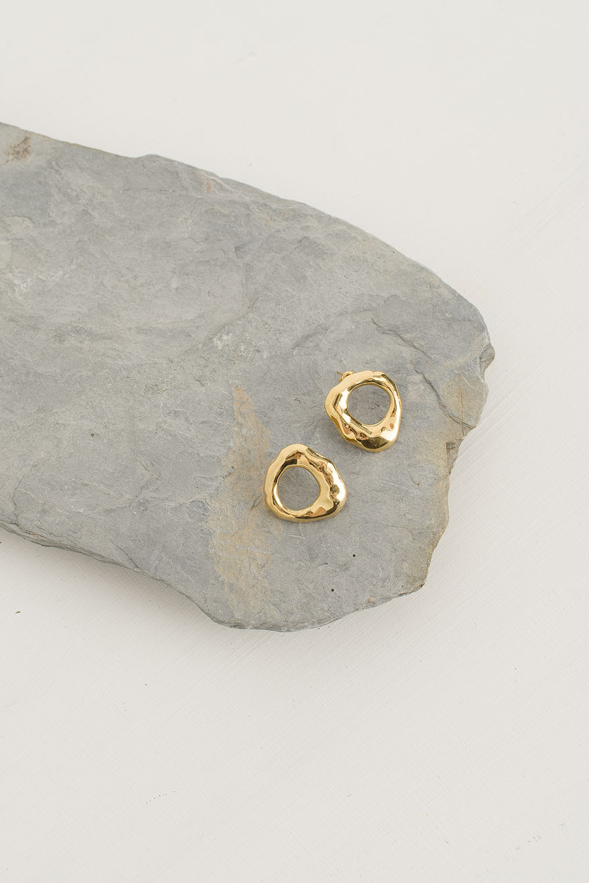 Poppy Circle Studs, 18K Gold Plated
