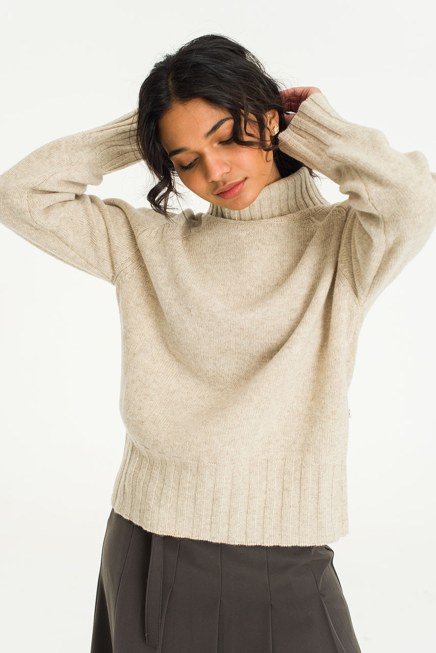 Simple Roll Neck Jumper, Oatmeal
