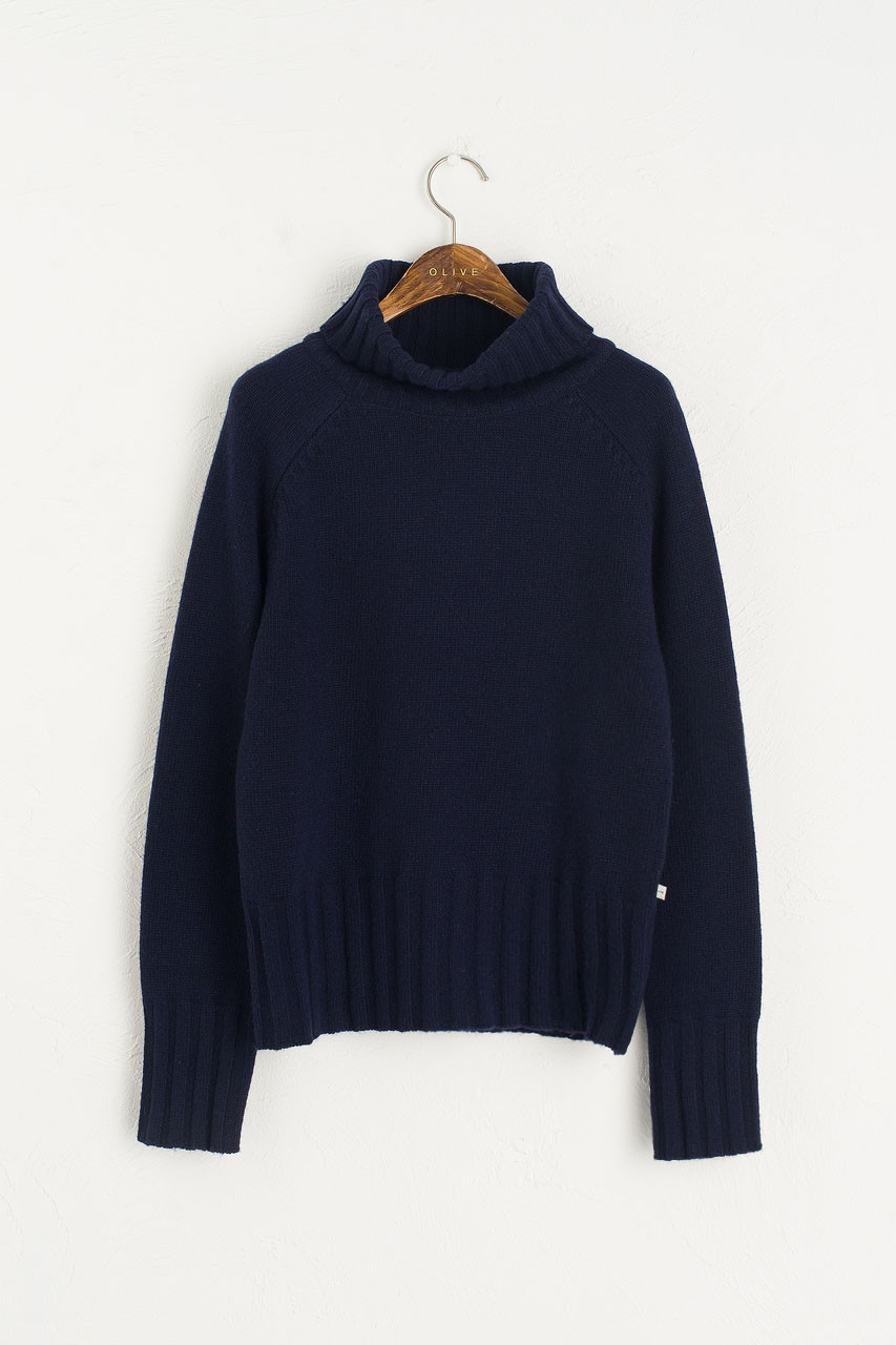 Simple Roll Neck Jumper, B.Navy