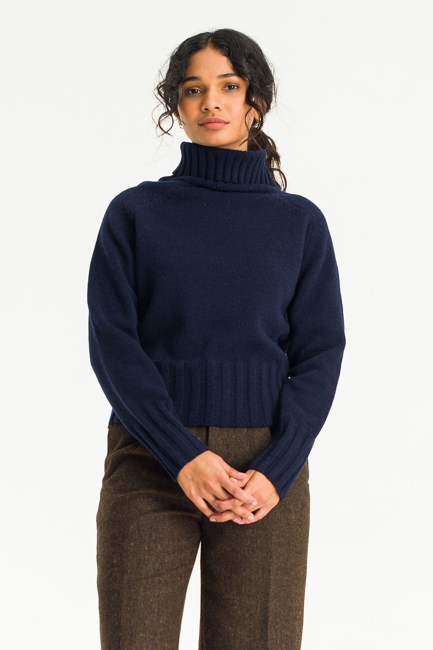 Simple Roll Neck Jumper, B.Navy