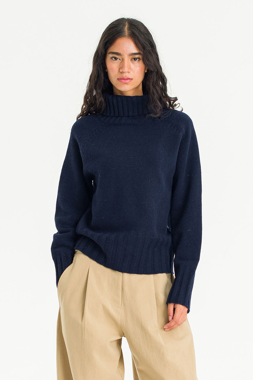 Simple Roll Neck Jumper, B.Navy