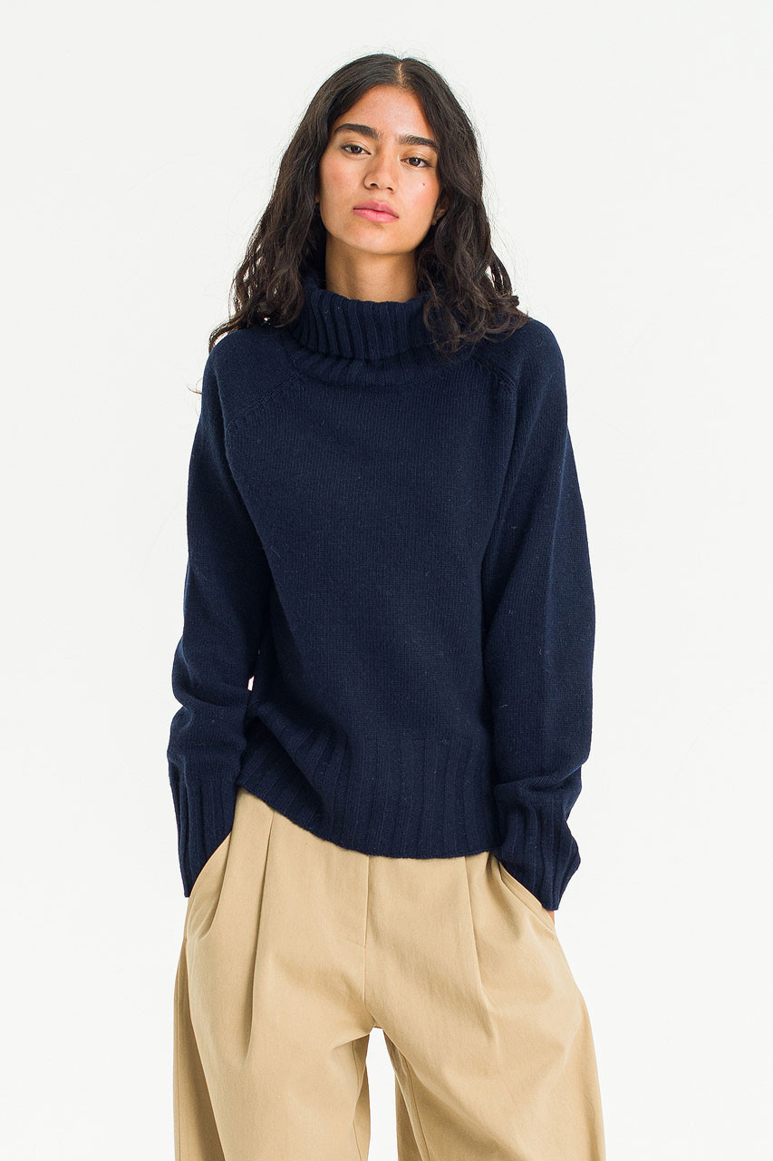 Simple Roll Neck Jumper, B.Navy