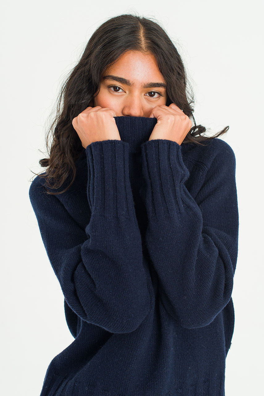 Simple Roll Neck Jumper, B.Navy