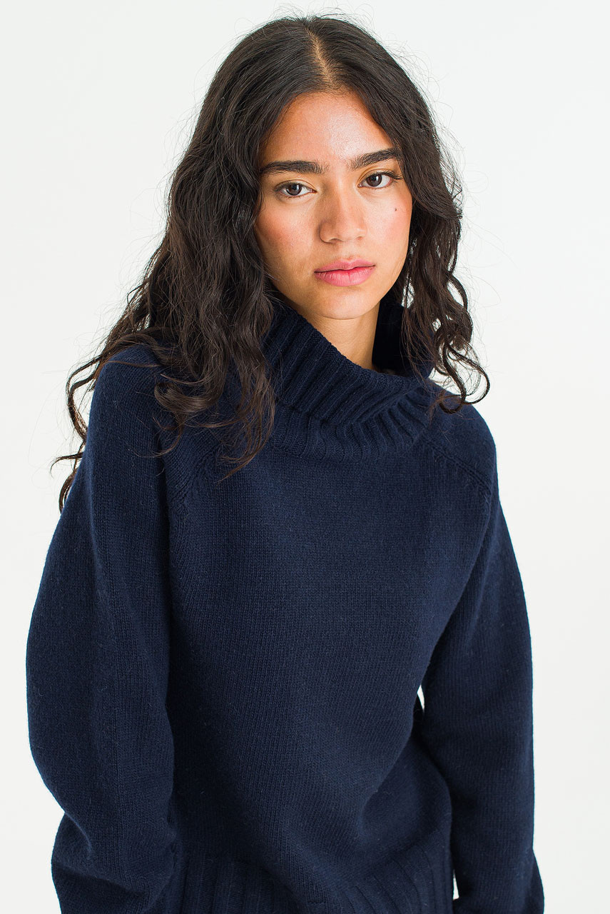 Simple Roll Neck Jumper, B.Navy