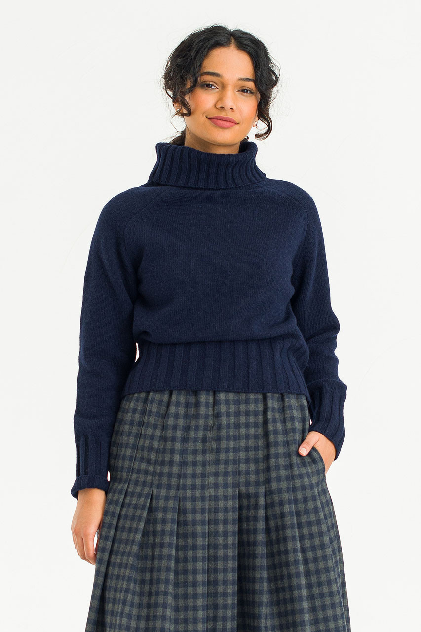 Simple Roll Neck Jumper, B.Navy