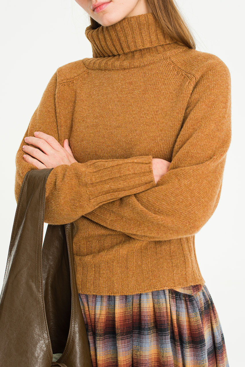 Simple Roll Neck Jumper, Camel