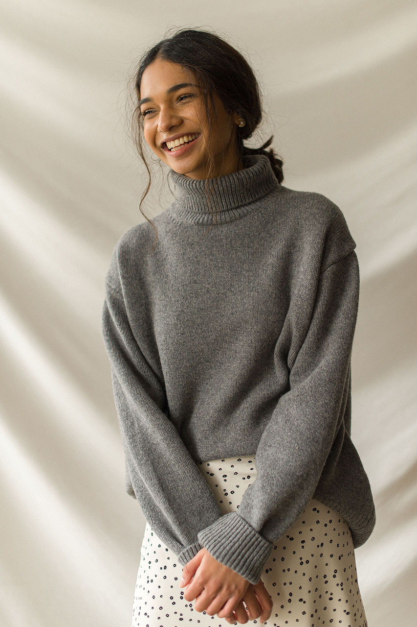 Jane Turtle Neck Jumper, Grey