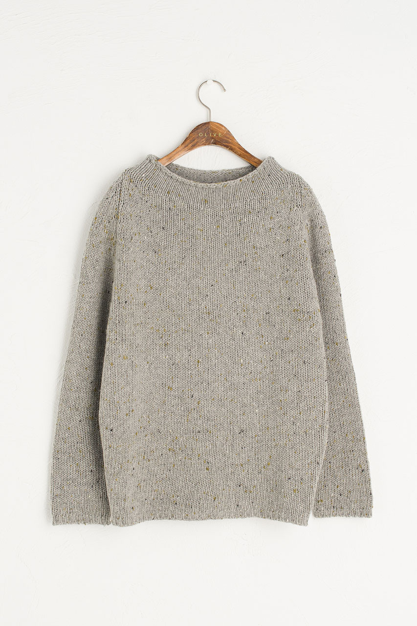 Flecked Fisherman Knit, Grey