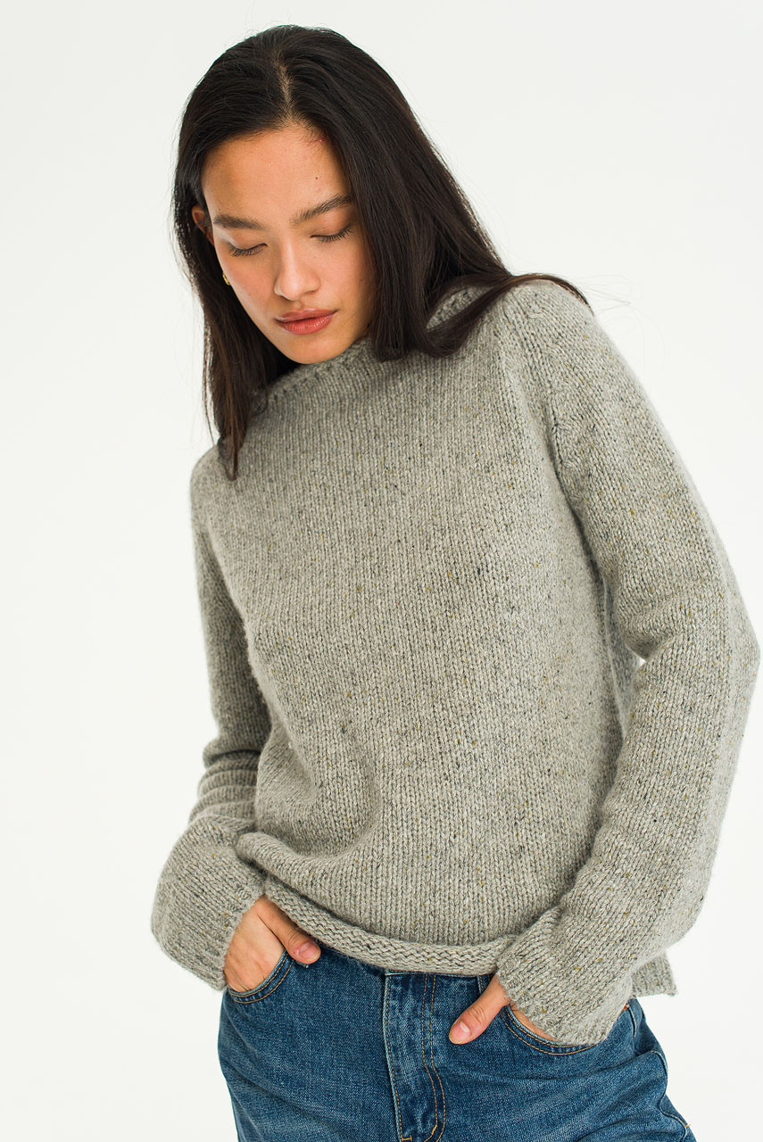 Flecked Fisherman Knit, Grey