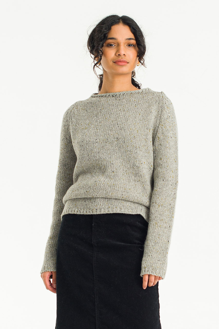 Flecked Fisherman Knit, Grey