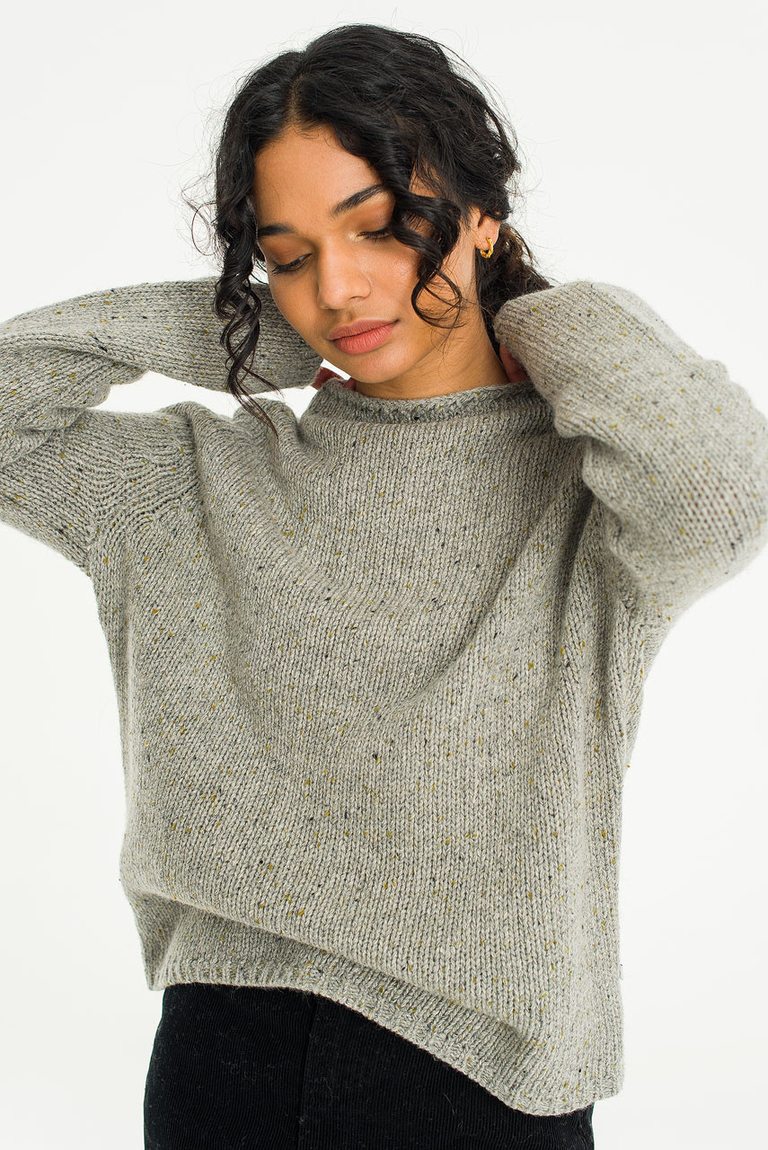 Flecked Fisherman Knit, Grey