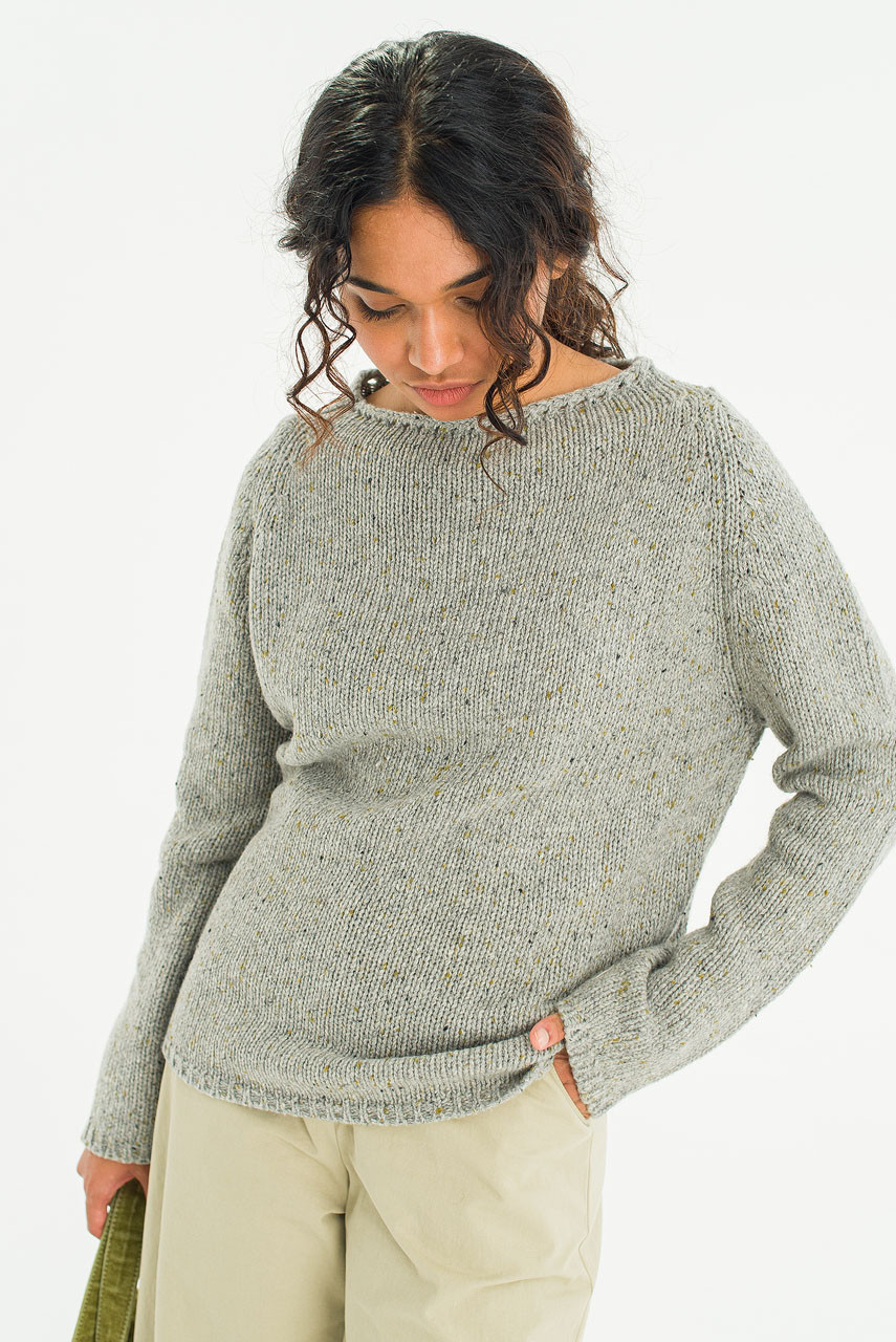 Flecked Fisherman Knit, Grey