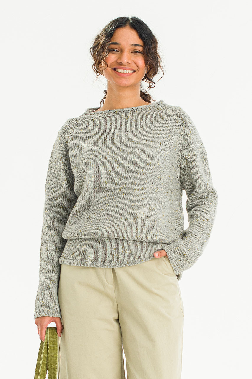 Flecked Fisherman Knit, Grey