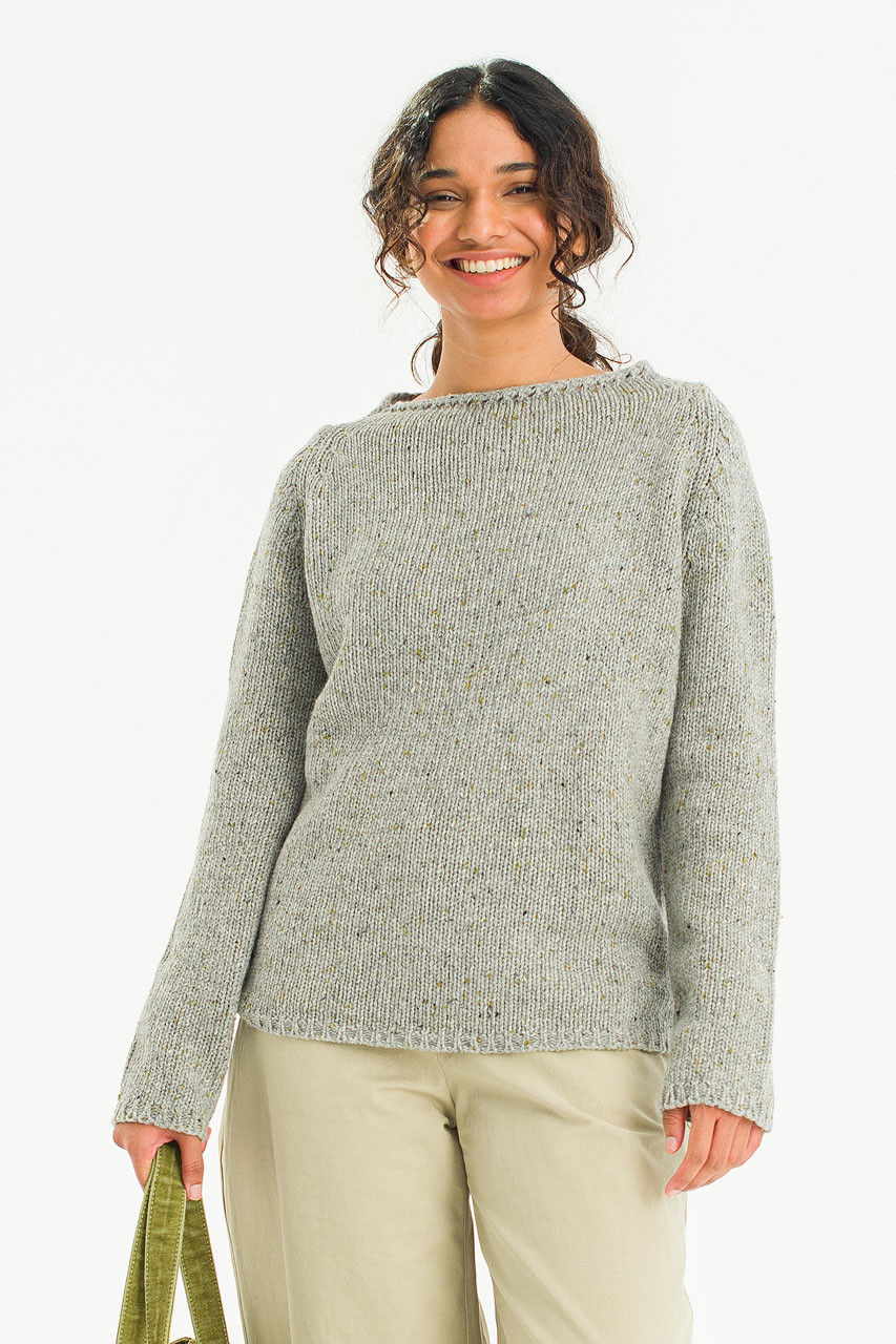 Flecked Fisherman Knit, Grey