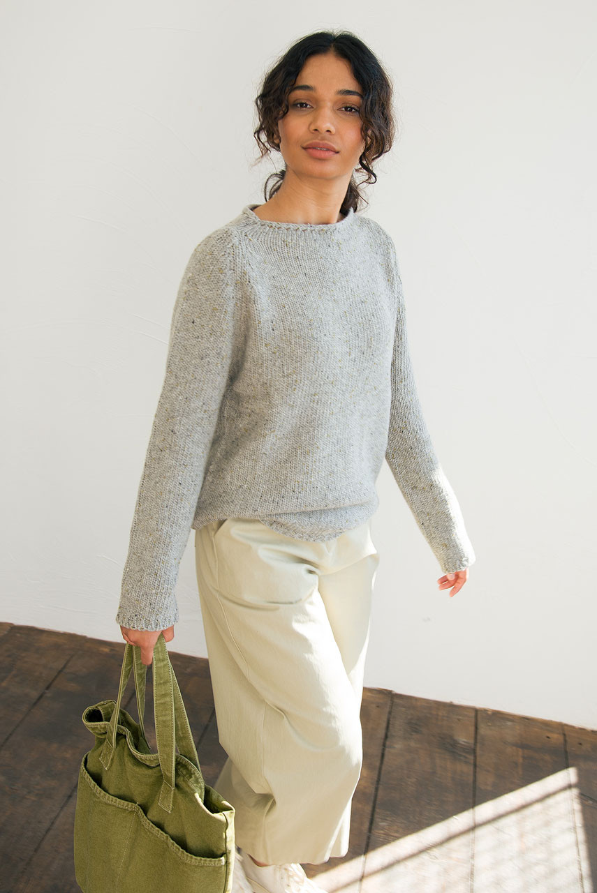 Flecked Fisherman Knit, Grey