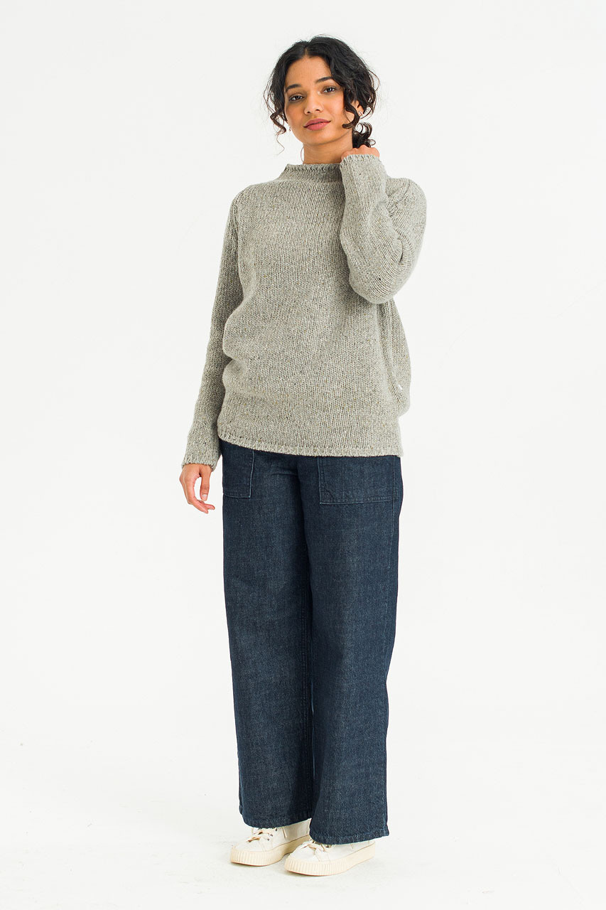Flecked Fisherman Knit, Grey