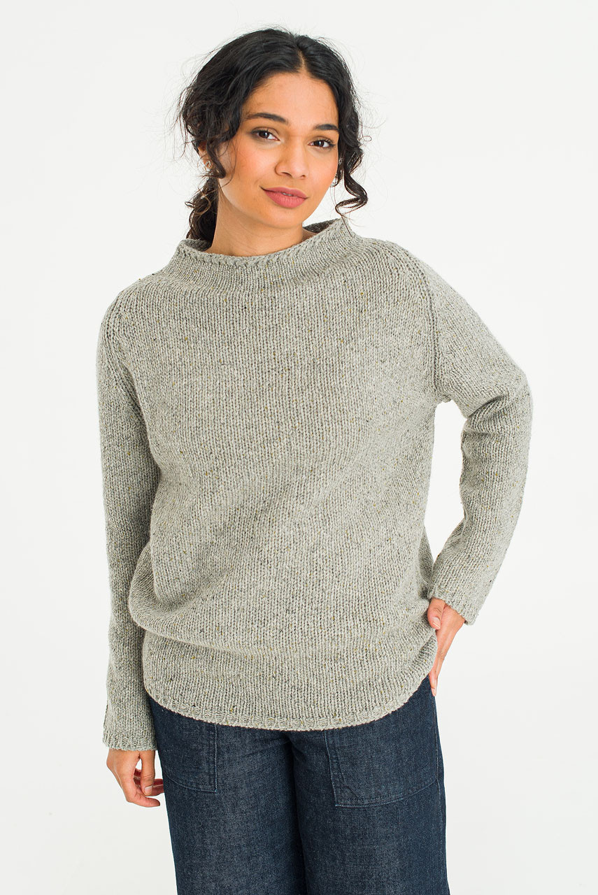 Flecked Fisherman Knit, Grey