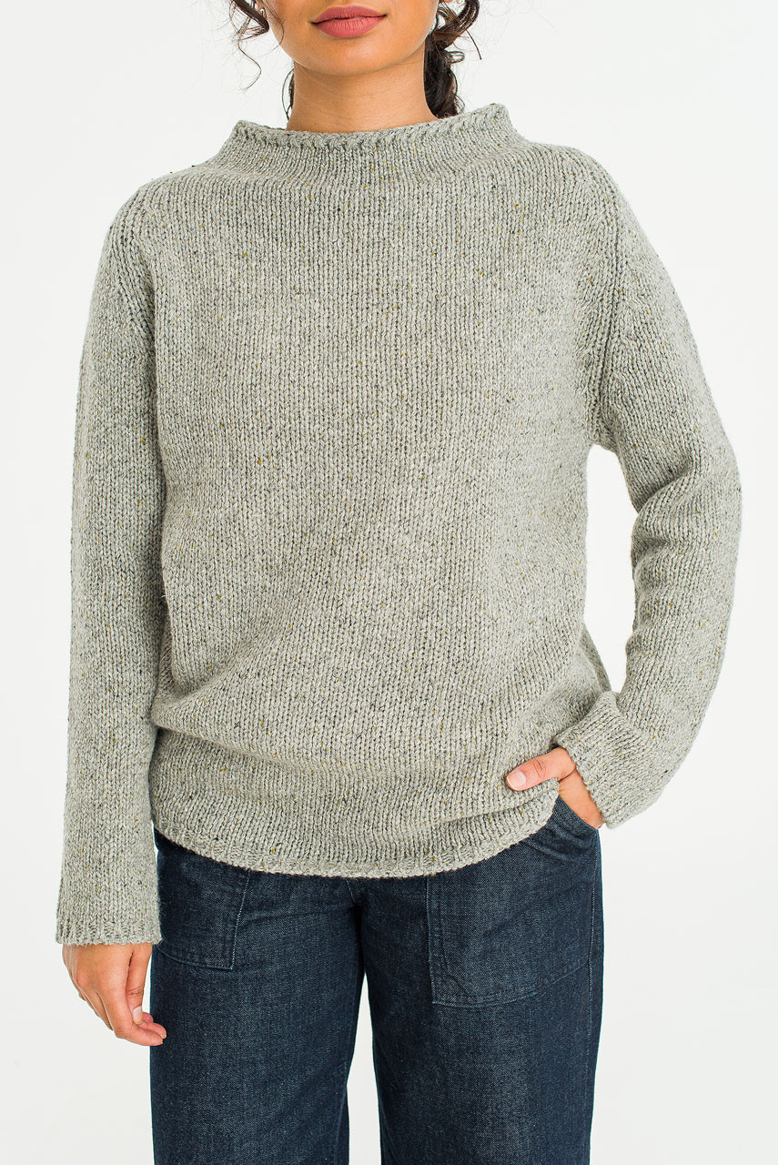 Flecked Fisherman Knit, Grey
