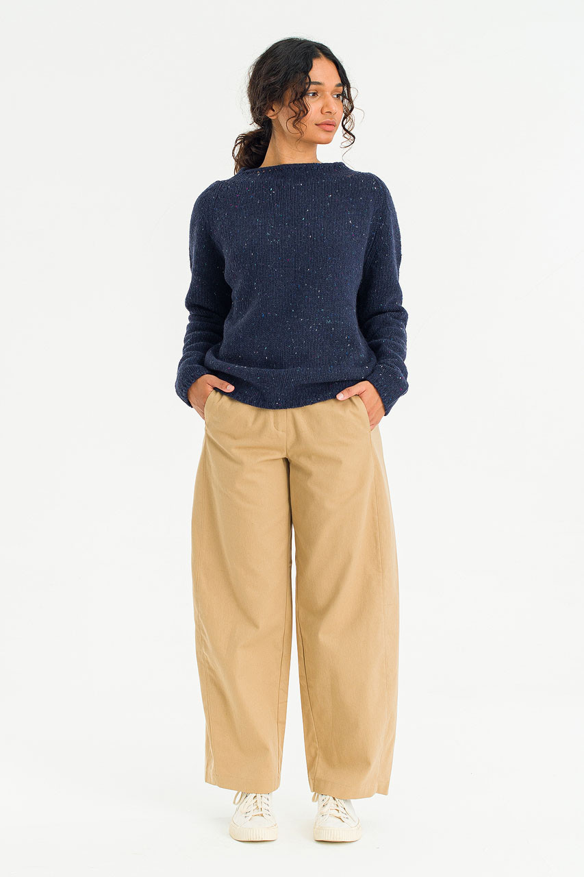 Flecked Fisherman Knit, Navy