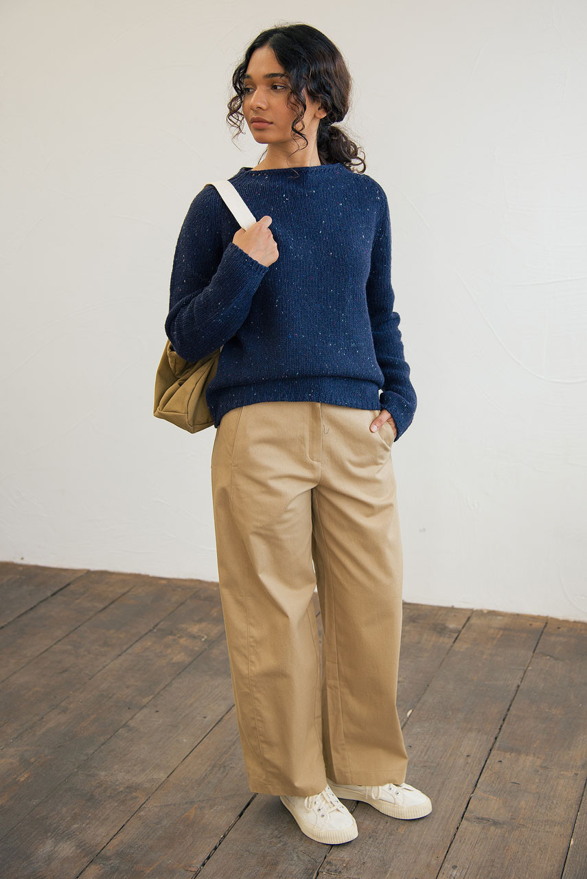 Flecked Fisherman Knit, Navy