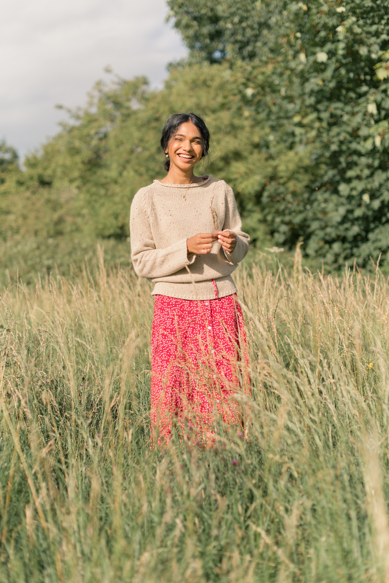 Flecked Fisherman Knit, Beige