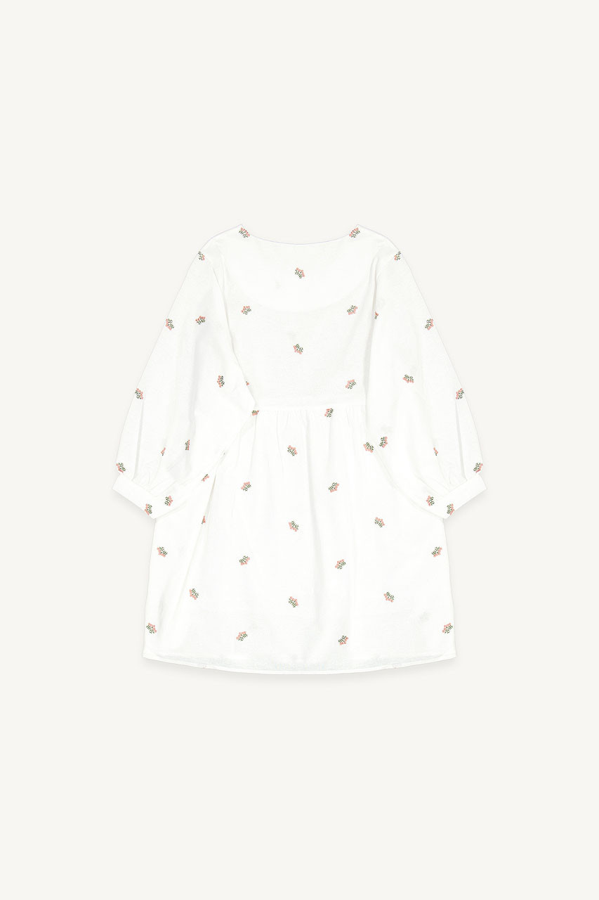 Wildflower Embroidered Cotton Dress, Ivory