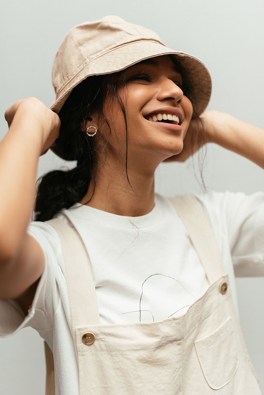 Washed Colour Brimmed Hat, Beige
